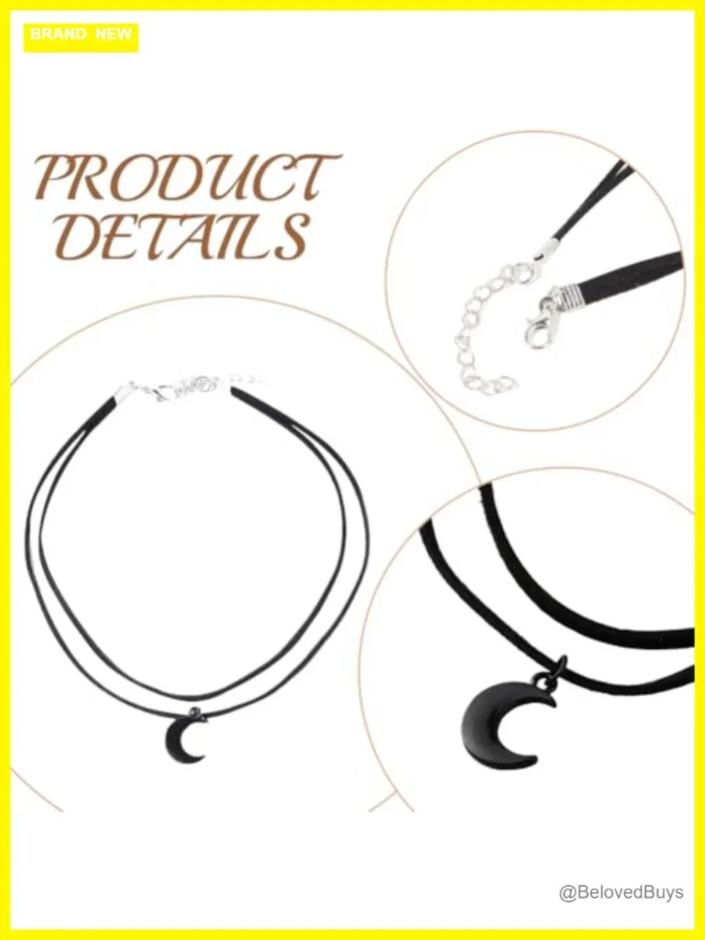 Gothic Moon Choker Faux Suede Leather Layered Necklace Punk Jewelry